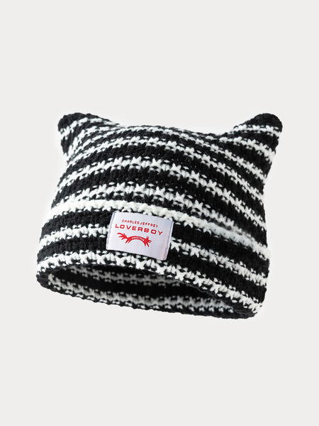 Y2K Handmade Stripe Knit Beanie Hat
