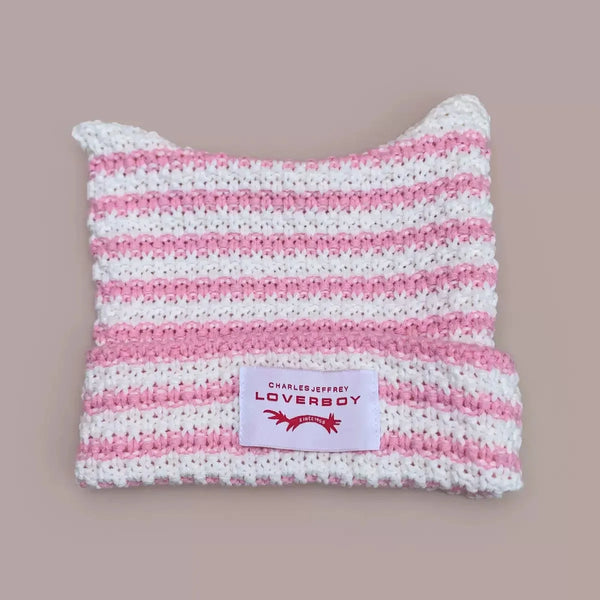 Y2K Handmade Stripe Knit Beanie Hat