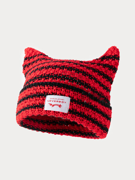 Y2K Handmade Stripe Knit Beanie Hat