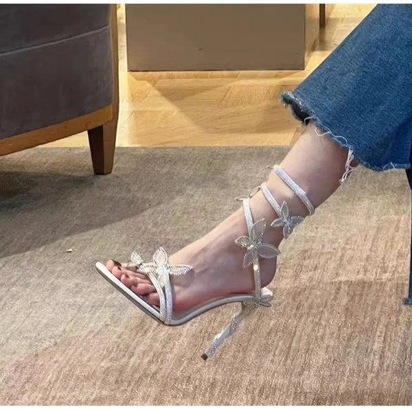 Luxury Crystal Embellished Butterfly High heels