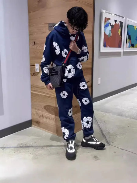 Men's foam cotton printed Urban sports suit