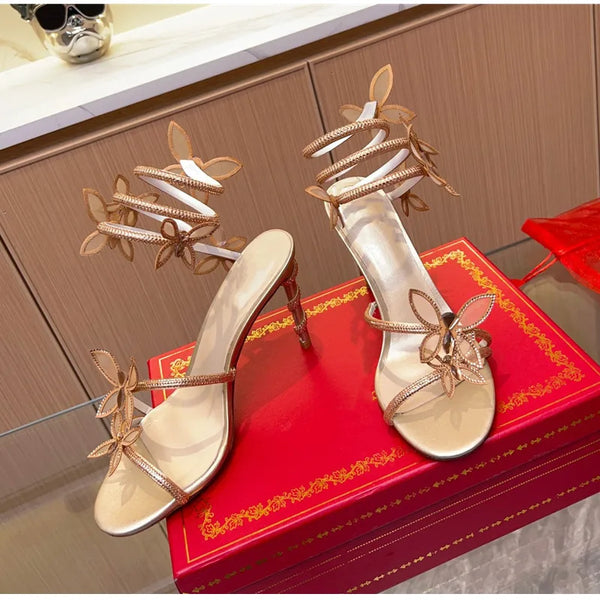 Luxury Crystal Embellished Butterfly High heels