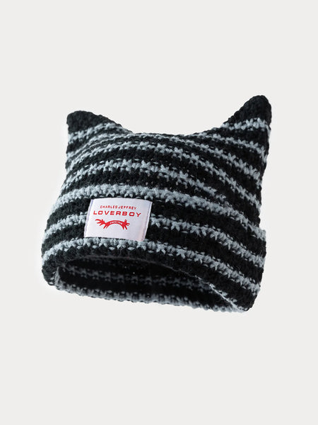 Y2K Handmade Stripe Knit Beanie Hat