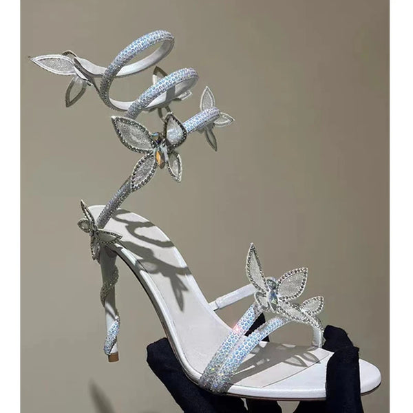 Luxury Crystal Embellished Butterfly High heels