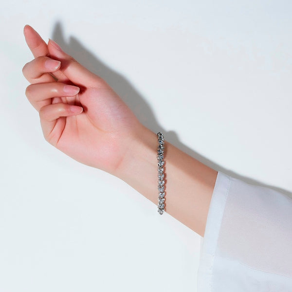 18cm Crystal Rhinestone Heart Shape Zircon Tennis Chain Bracelet
