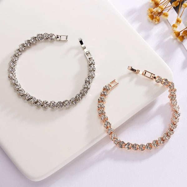 18cm Crystal Rhinestone Heart Shape Zircon Tennis Chain Bracelet