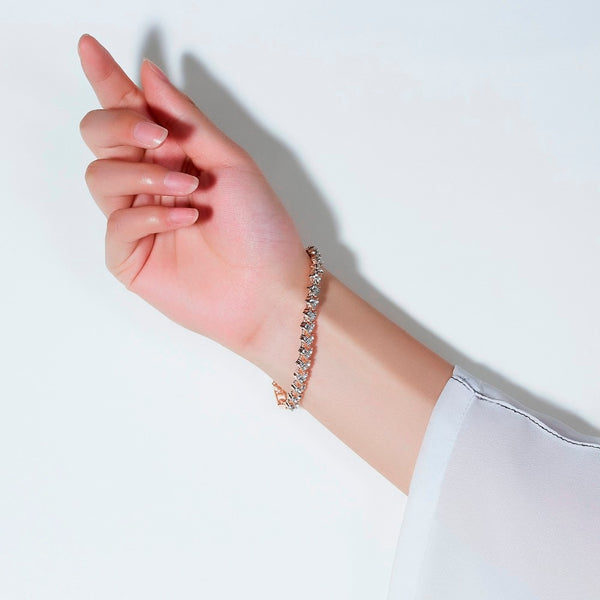 18cm Crystal Rhinestone Heart Shape Zircon Tennis Chain Bracelet
