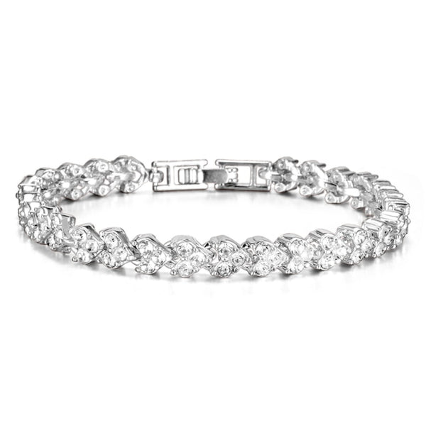 18cm Crystal Rhinestone Heart Shape Zircon Tennis Chain Bracelet