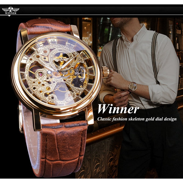 Men New 2021 Casual Transparent Stainless Steel Luxury Leather Mechanical Watches