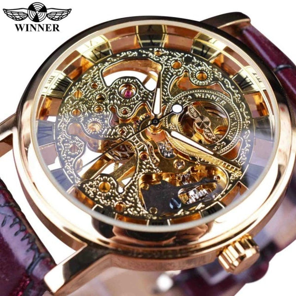 Men New 2021 Casual Transparent Stainless Steel Luxury Leather Mechanical Watches