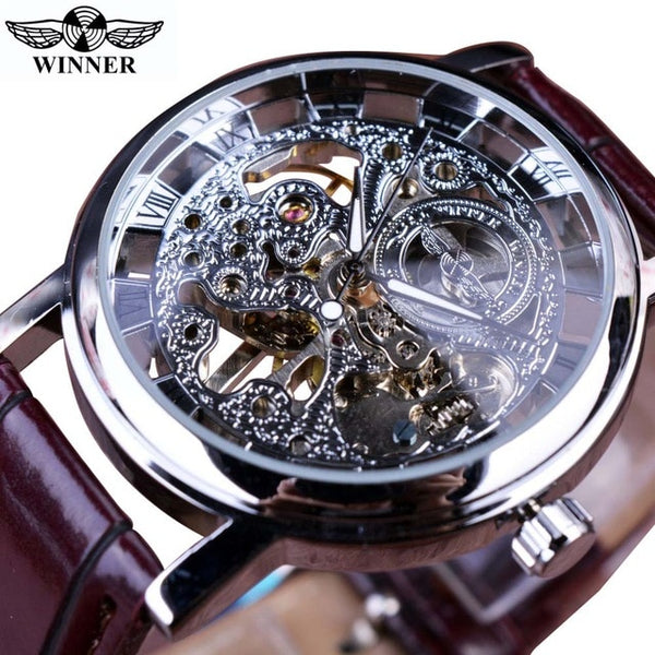 Men New 2021 Casual Transparent Stainless Steel Luxury Leather Mechanical Watches