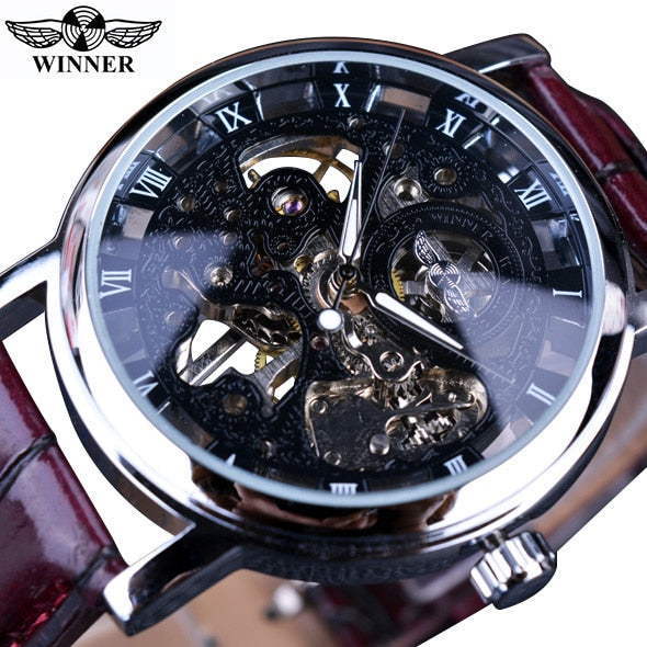 Men New 2021 Casual Transparent Stainless Steel Luxury Leather Mechanical Watches