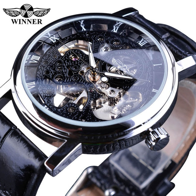 Men New 2021 Casual Transparent Stainless Steel Luxury Leather Mechanical Watches