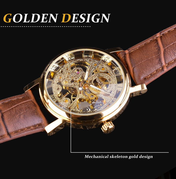 Men New 2021 Casual Transparent Stainless Steel Luxury Leather Mechanical Watches