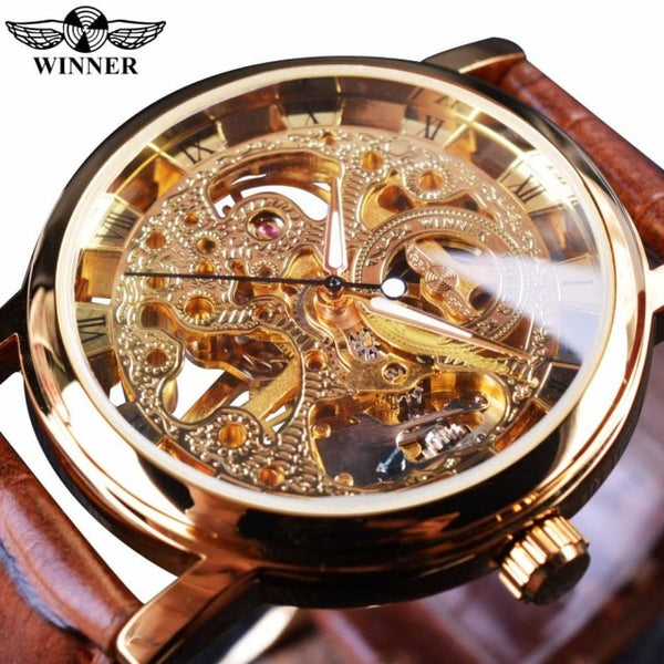 Men New 2021 Casual Transparent Stainless Steel Luxury Leather Mechanical Watches